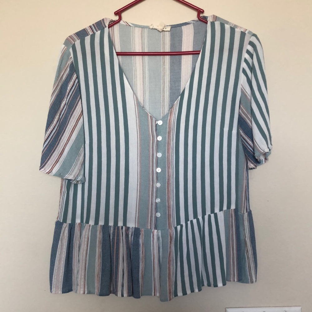 Striped Peplum Blouse